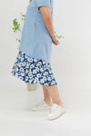 Colour Block Floral Hem Dress (Blue)