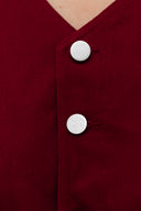 Twill Elastic-back Dress (Rose Red)