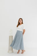Dual-Textured Midi Dress (White)