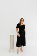 Dual-Textured Midi Dress (Black)