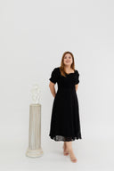 Dual-Textured Midi Dress (Black)