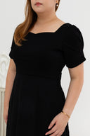 Dual-Textured Midi Dress (Black)