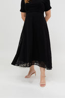Dual-Textured Midi Dress (Black)