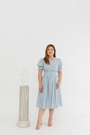 Textured Belted Dress (Lake Blue)