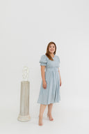 Textured Belted Dress (Lake Blue)