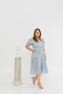 Textured Belted Dress (Lake Blue)