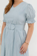 Textured Belted Dress (Lake Blue)