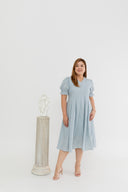 Textured Belted Dress (Lake Blue)