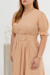 Textured Belted Dress (Caramel)