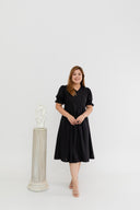 Textured Belted Dress (Black)