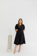 Textured Belted Dress (Black)