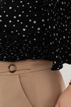 Pleated Wide Sleeves Wrap Top (Black Polka)