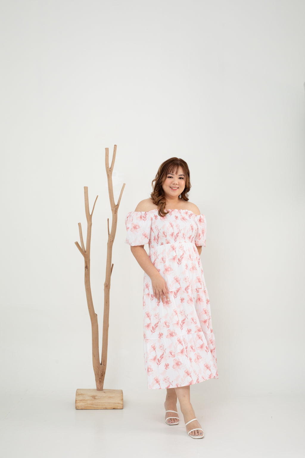 2-way Belle Smocked Midi Dress (Pink)
