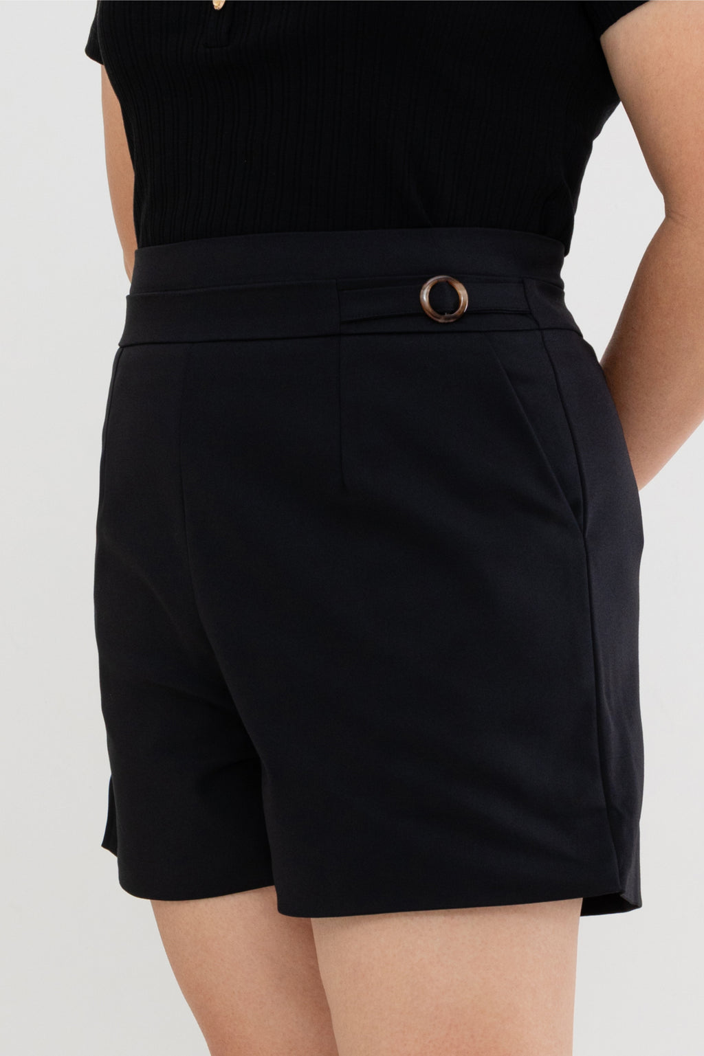 High Waist Tapered Shorts (Black)