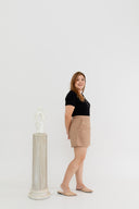 High Waist Tapered Shorts (Khaki)