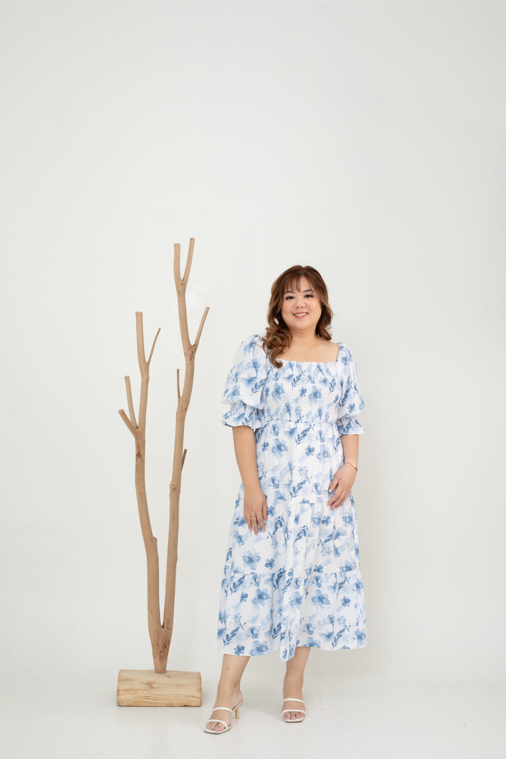 2-way Belle Smocked Midi Dress (Sky)