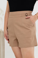 High Waist Tapered Shorts (Khaki)