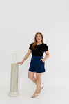 High Waist Tapered Shorts (Navy)