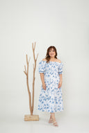 2-way Belle Smocked Midi Dress (Sky)