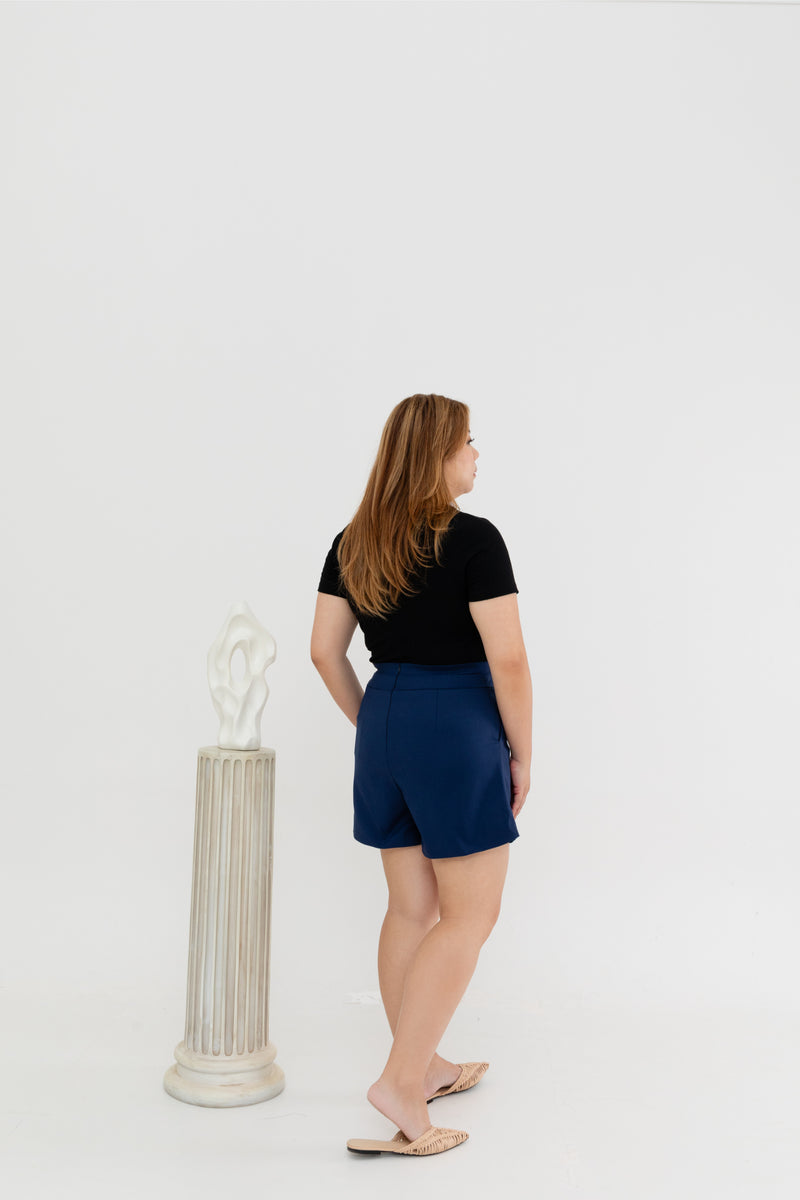High Waist Tapered Shorts (Navy)