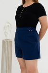 High Waist Tapered Shorts (Navy)