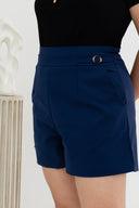 High Waist Tapered Shorts (Navy)
