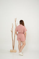 (Co-ord) Multi-Way Button Shirt (Pink)