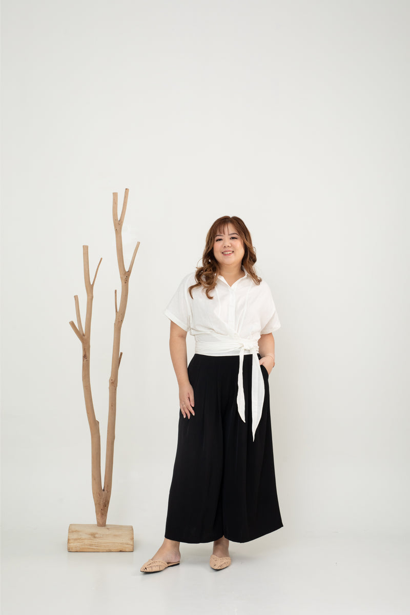 (Co-ord) Multi-Way Button Shirt (White)