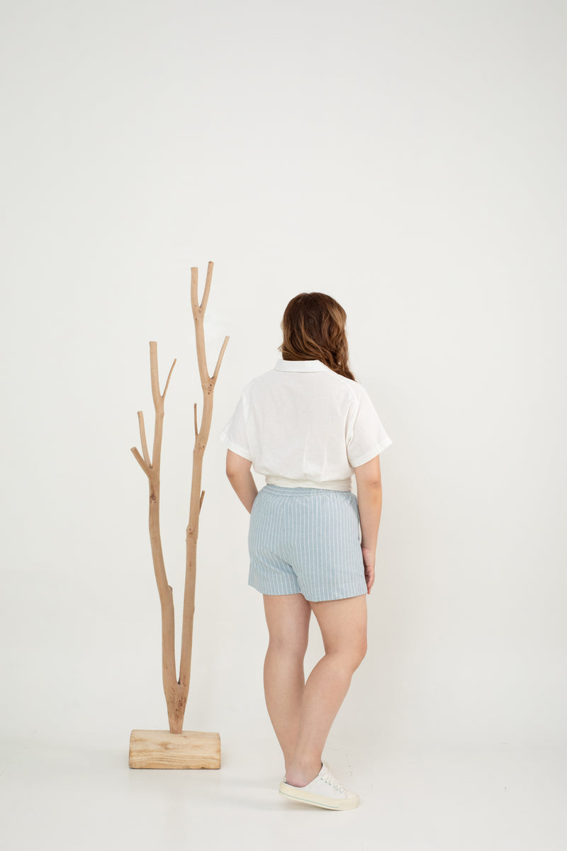 (Co-ord) Multi-Way Button Shirt (White)