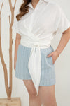 (Co-ord) Multi-Way Button Shirt (White)