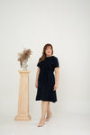 Waist-tie Fit and Flare Dress (Dark Navy)