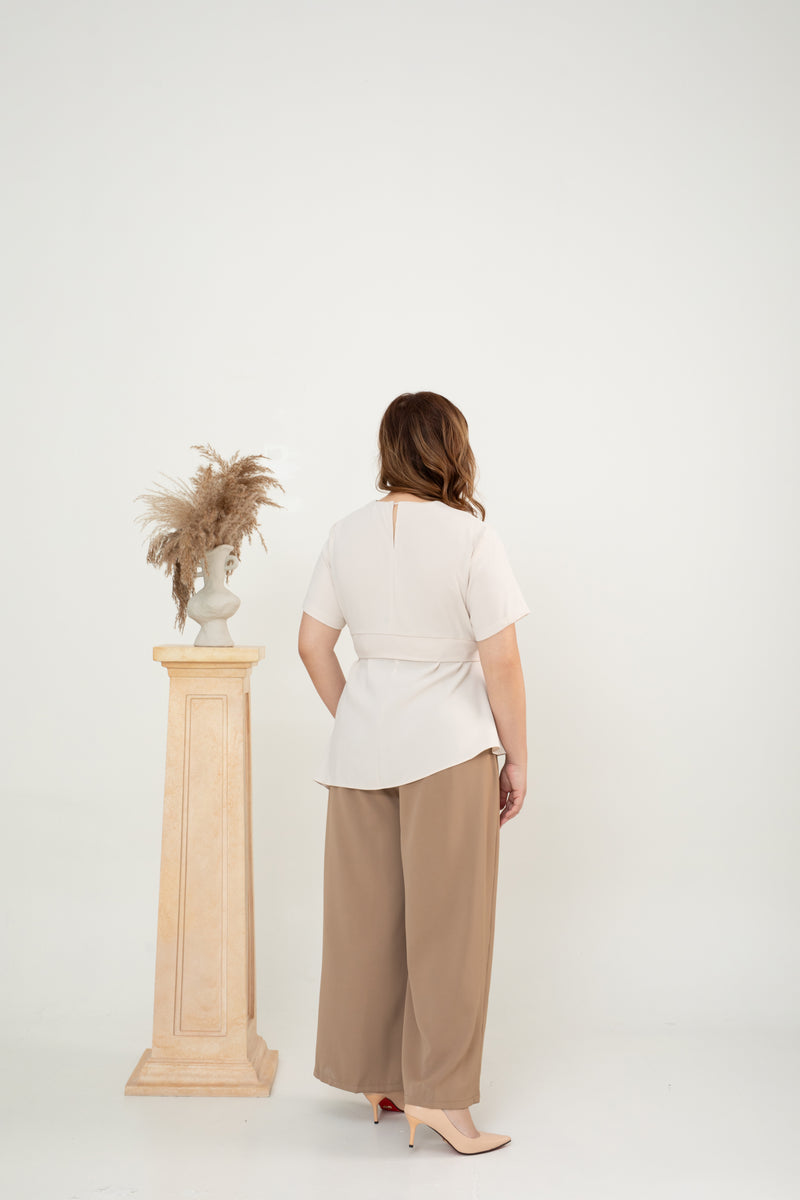 Asymmetrical Waist-tie Top (Cream)