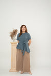 Asymmetrical Waist-tie Top (Blue)