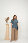 Asymmetrical Waist-tie Top (Blue)