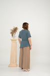 Asymmetrical Waist-tie Top (Blue)