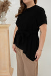 Asymmetrical Waist-tie Top (Black)