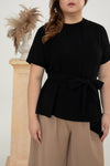 Asymmetrical Waist-tie Top (Black)