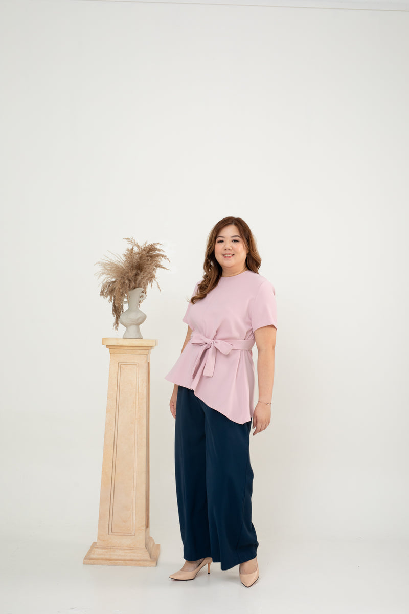 Asymmetrical Waist-tie Top (Pink)