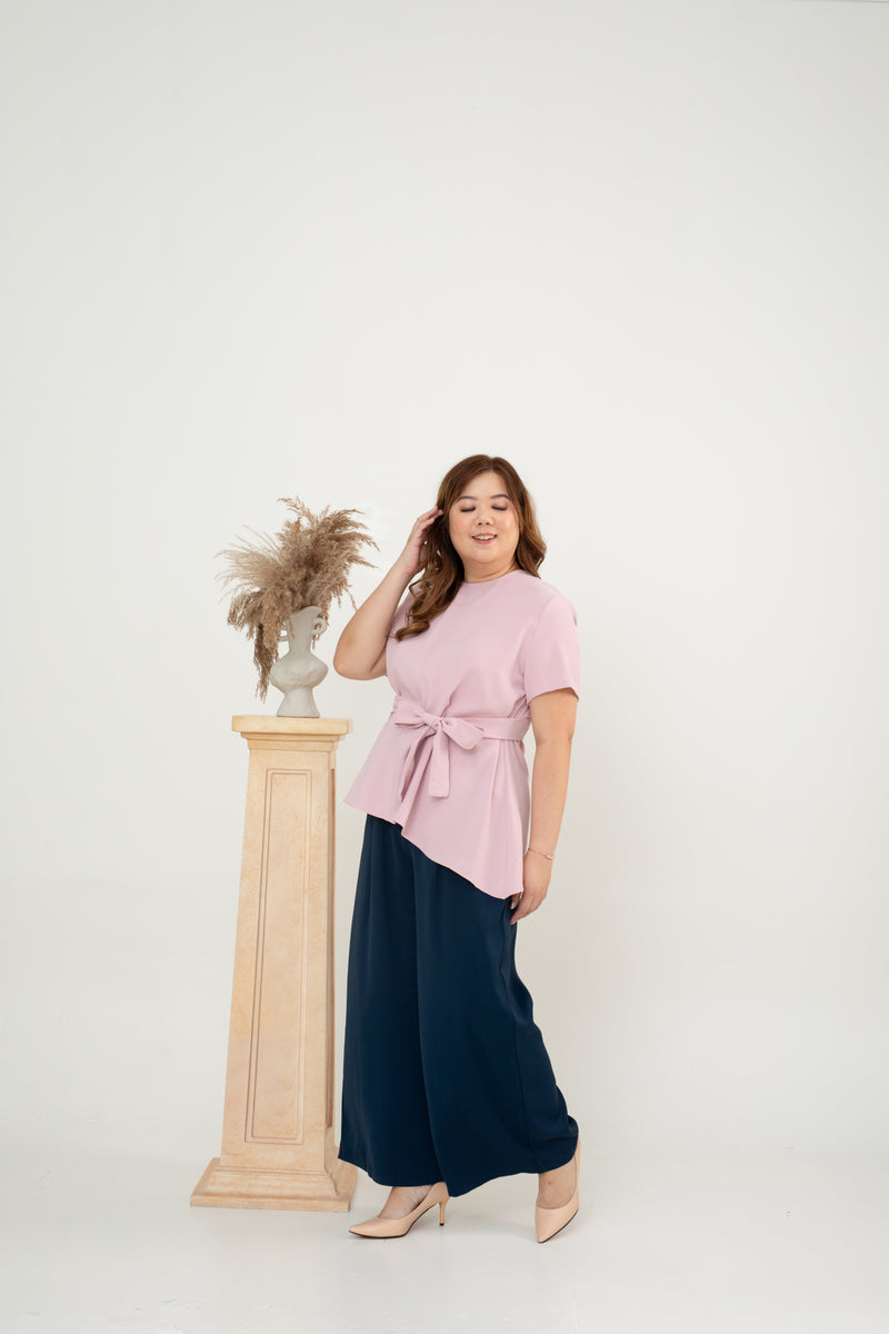 Asymmetrical Waist-tie Top (Pink)