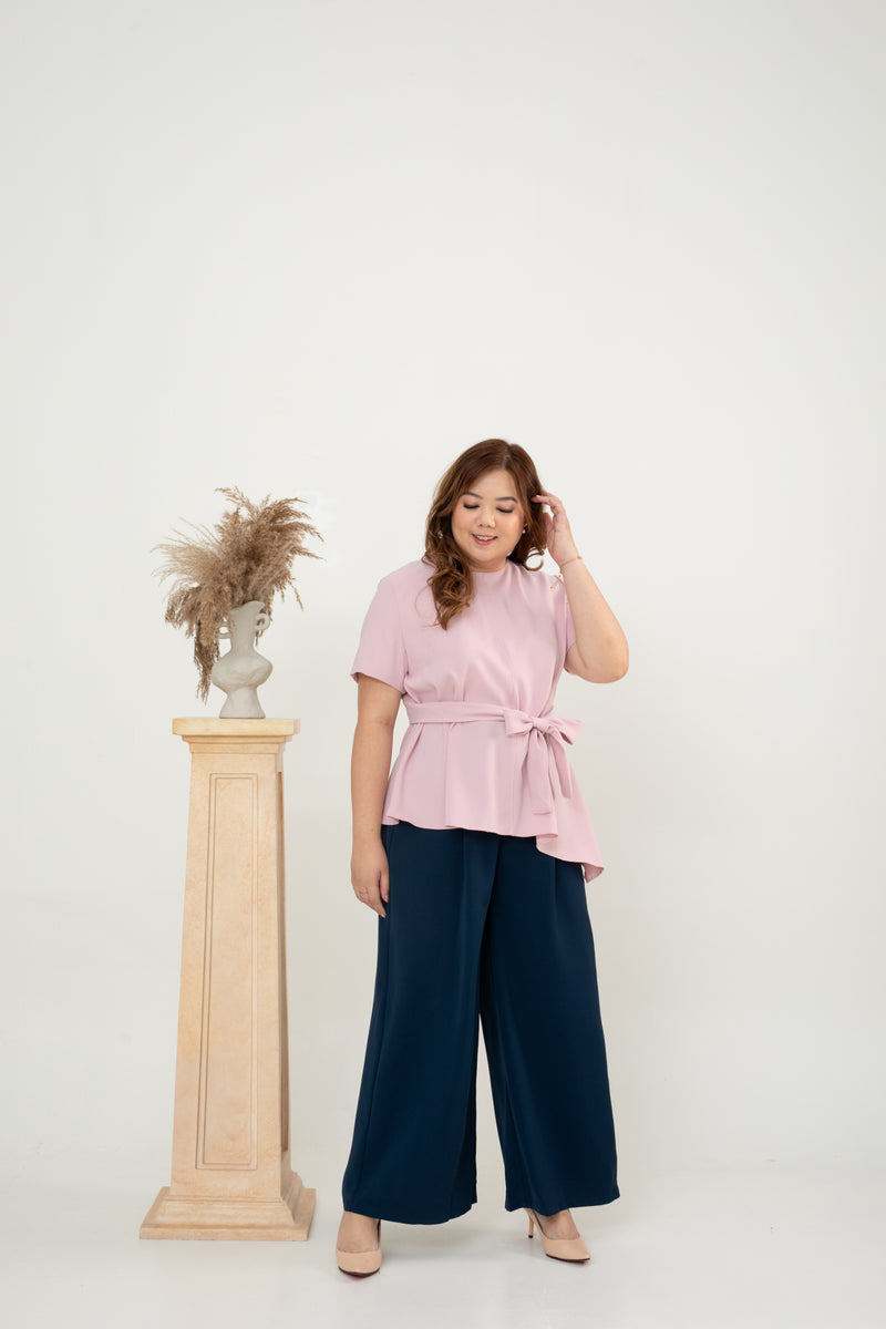 Asymmetrical Waist-tie Top (Pink)
