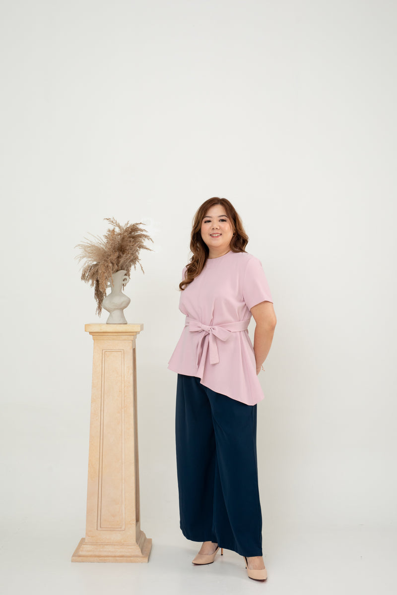 Asymmetrical Waist-tie Top (Pink)