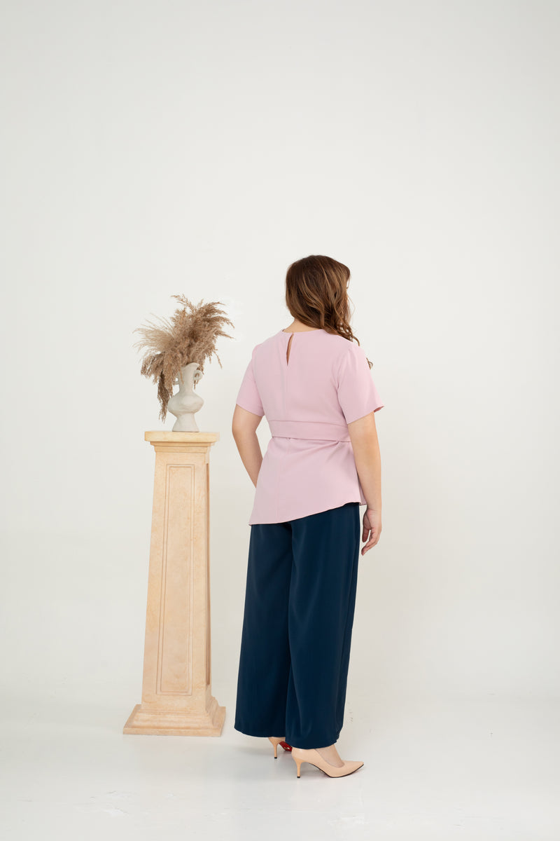 Asymmetrical Waist-tie Top (Pink)
