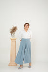 Pleated Palazzo Pants (Blue)