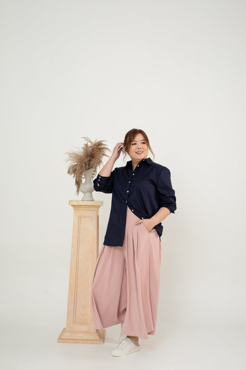 Classic Oversized Side Pocket Shirt (Navy)