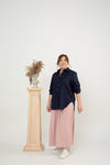 Classic Oversized Side Pocket Shirt (Navy)