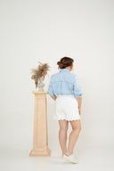 Scallop Hem Shorts (White)