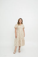 Charlotte Midi Dress (Beige Floral)