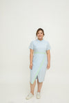 Detachable Mandarin Collar Embossed Japanese Pattern Dress (Green x Blue Contrast)