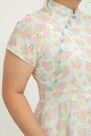 Embroidery Floral Cheongsam Dress (Pink)