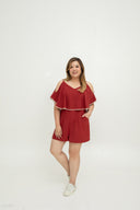 Effortless Charm Romper (Red)